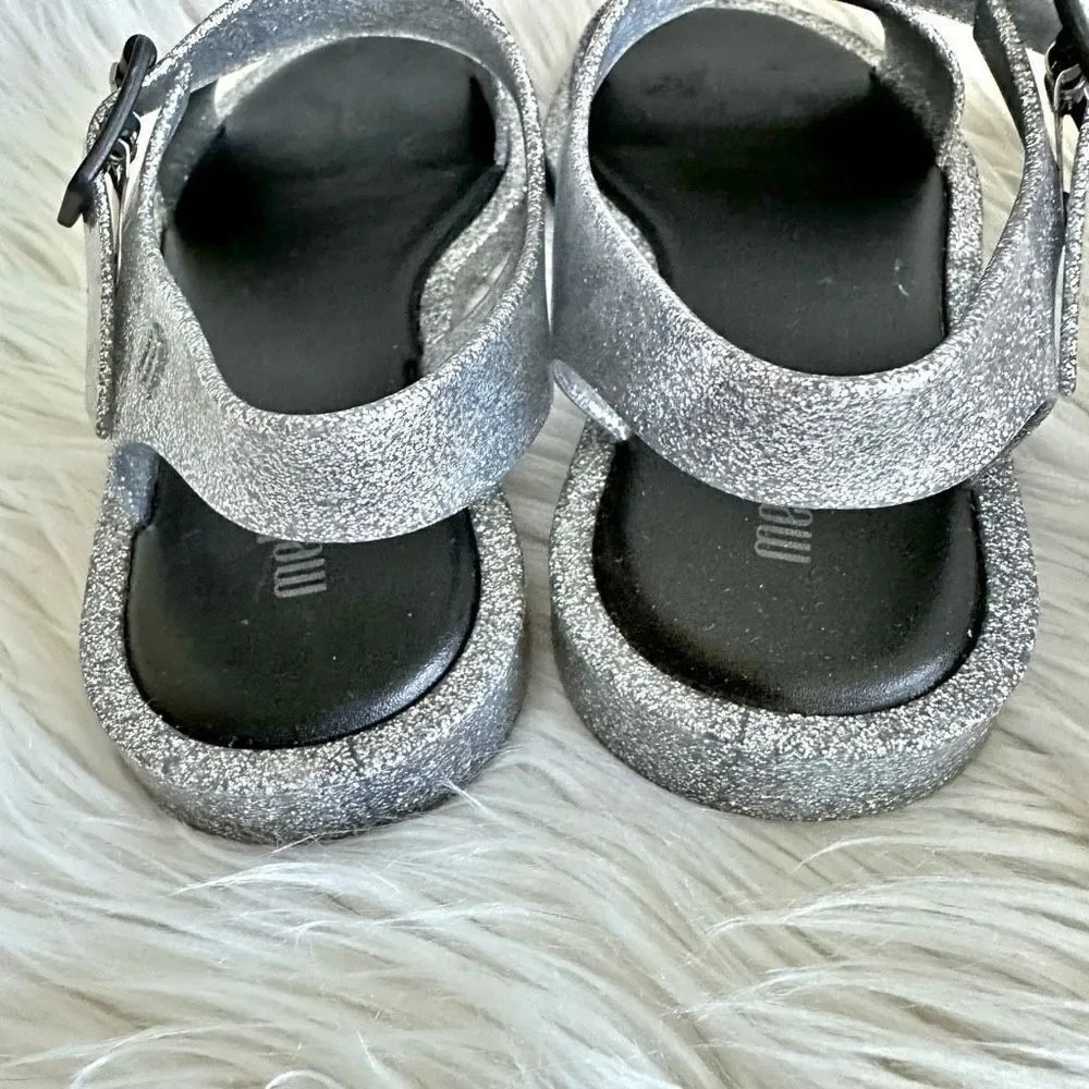 MELISSA | Silver Glitter Buckle Strap Beach Sandals Sandal Jellies Jelly‎ | Size - Picture 5 of 6